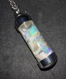 Australian precious opal chip vial pendant necklace by Wood Cave